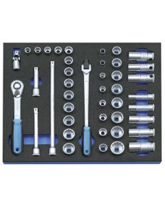 "Dopsleutel-set 3/8"" in 2/4 CT module, 43-dlg"